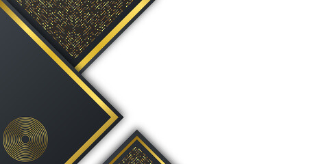Modern trendy black and gold abstract presentation background, black and gold abstract background, Dark and gold abstract background luxury shapes. Vector illustration.