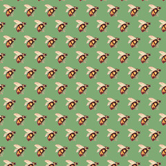 Seamless pattern with watercolor bee.
