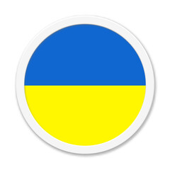 Runder Button zeigt Ukraine Fahne
