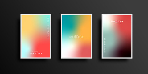 Set of covers design with vibrant gradient background templates. Colorful modern gradient template collection