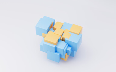 Obraz premium Abstract cubes with white background, 3d rendering.