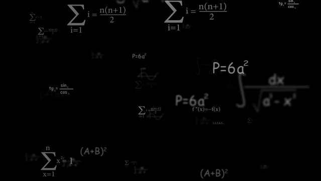 Physics, math formulas and equations. Loop animation.