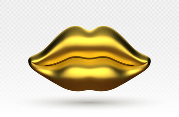 Vector golden lips isolated on transparent background