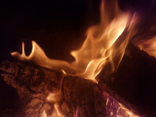 Fire on the fireplace