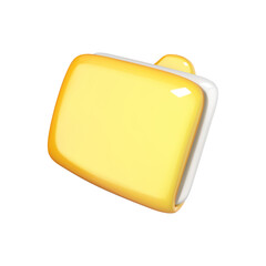 Folder icon in cartoon 3d style isolated on white background. Vector illustration plastic volumetric yellow folder.
