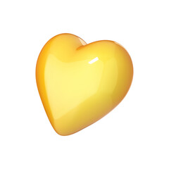 Heart icon in cartoon 3d style isolated on white background. Vector illustration plastic volumetric yellow Heart.