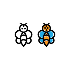 bee icon color line illustration design vector