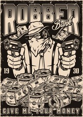 Robber gorilla in kerchief poster