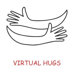 Virtual Hands hugged over white vector illustration