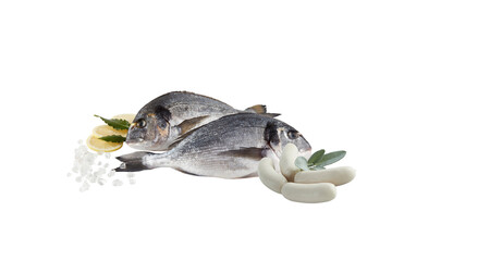 fresh fish on white background  with clipping path