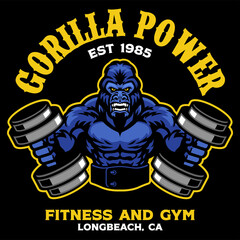 Gorilla Bodybuilder mascot logo © bazzier