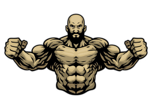 Hand Drawing of Muscle Bodybuilder