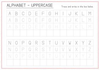 Children Learning Printable - Trace and Write Alphabets Uppercase