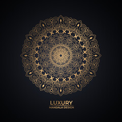 Luxury ornamental mandala design background in gold color Free Vector 