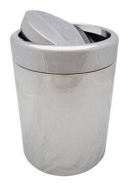 Toilet aluminum garbage bin isolated in white background.