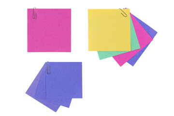 A sticker and a paper clip isolated on a white background