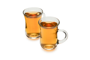 A turkish glass of tea isolated on white background.