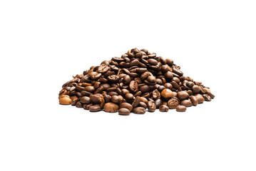 Coffee beans on a white background. Top view.