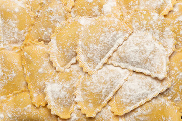 Raw ravioli as background. Healthy italian food.