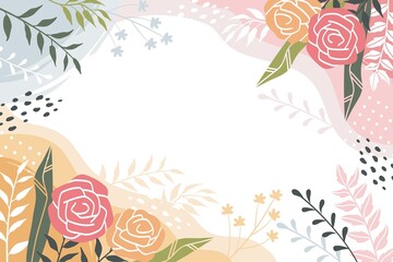 Rose Flower Flat Style Background Soft Color