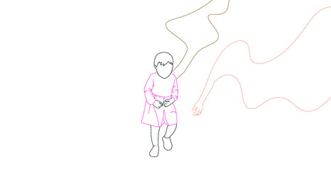 little girl walking in the street with her mom and dad.