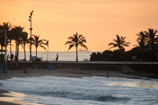sunrise at arpoador beach in Rio de Janeiro.