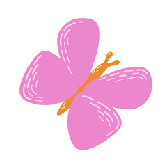Vector isolated illustration with pink butterfly for cards, invitation.