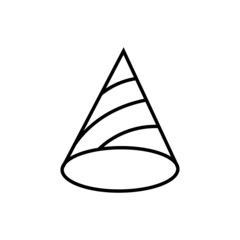 Birthday hat line icon in black. Party hat sign. Celebration, entertainment concept. Flat isolated symbol for: illustration, infographic, logo, app, banner, web design, dev, ui, ux, gui. Vector EPS 10