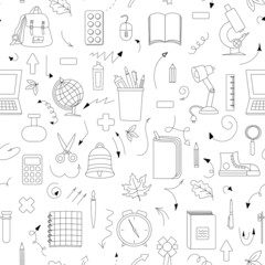 Back to school seamless pattern. Good for textile fabric design, wrapping paper and website wallpapers.