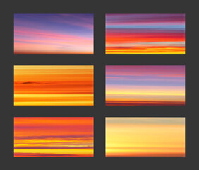 Sunset and sunrise gradients, vector background, gradient mesh