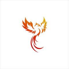phoenix fire logo design vector graphic