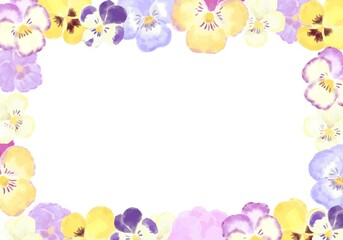 水彩パンジーのフレーム　囲み