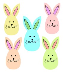 Easter multicolore eggs in flat style. Design element for greeting cards