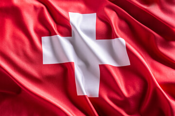 Waving flag of Switzerland. National symbol of country and state