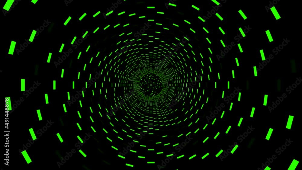 Aufkleber tunnel with portal in virtual space. design. hypnotic 3d tunnel with flashing dashes. dive into slow