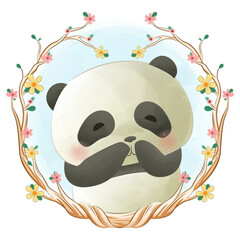 Cute panda bear watercolor illustration style