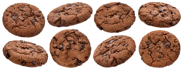 Chocolate cookies isolated on white background