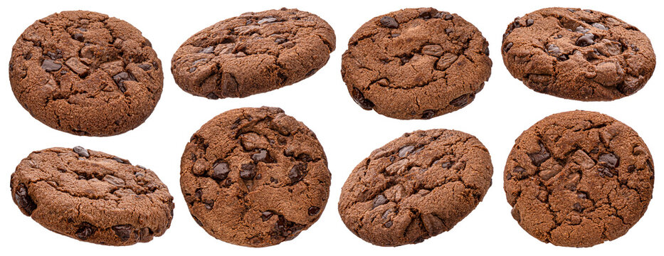 Chocolate cookies isolated on white background