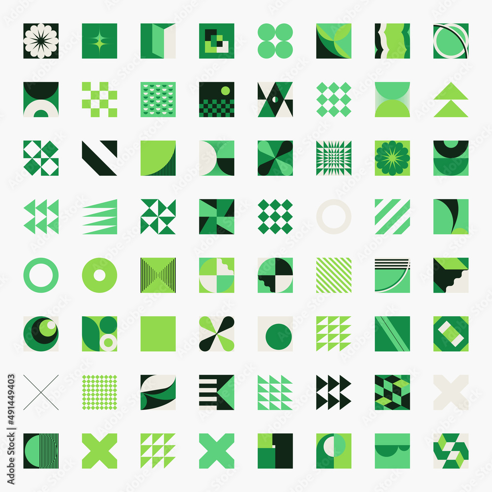 Poster modern vector graphics collection of various geometric shapes and abstract forms