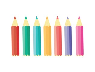 A set of colored pencils isolated on a white background. All objects are separated. School supplies. Back to school. Vector illustration