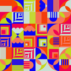 Obraz premium Neon Colored Abstract Pattern Graphics Made With Vector Geometric Shapes And Elements