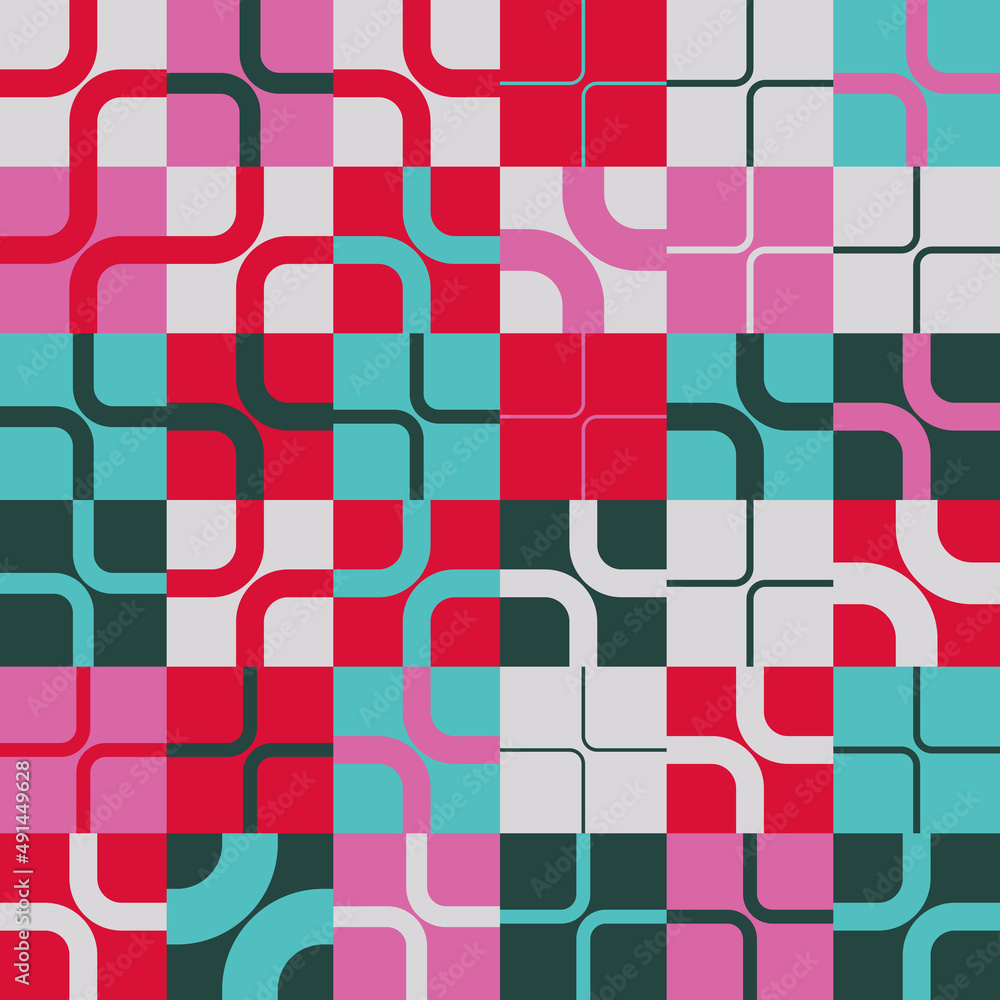 Poster line art vector graphic pattern made with abstract linear geometric shapes