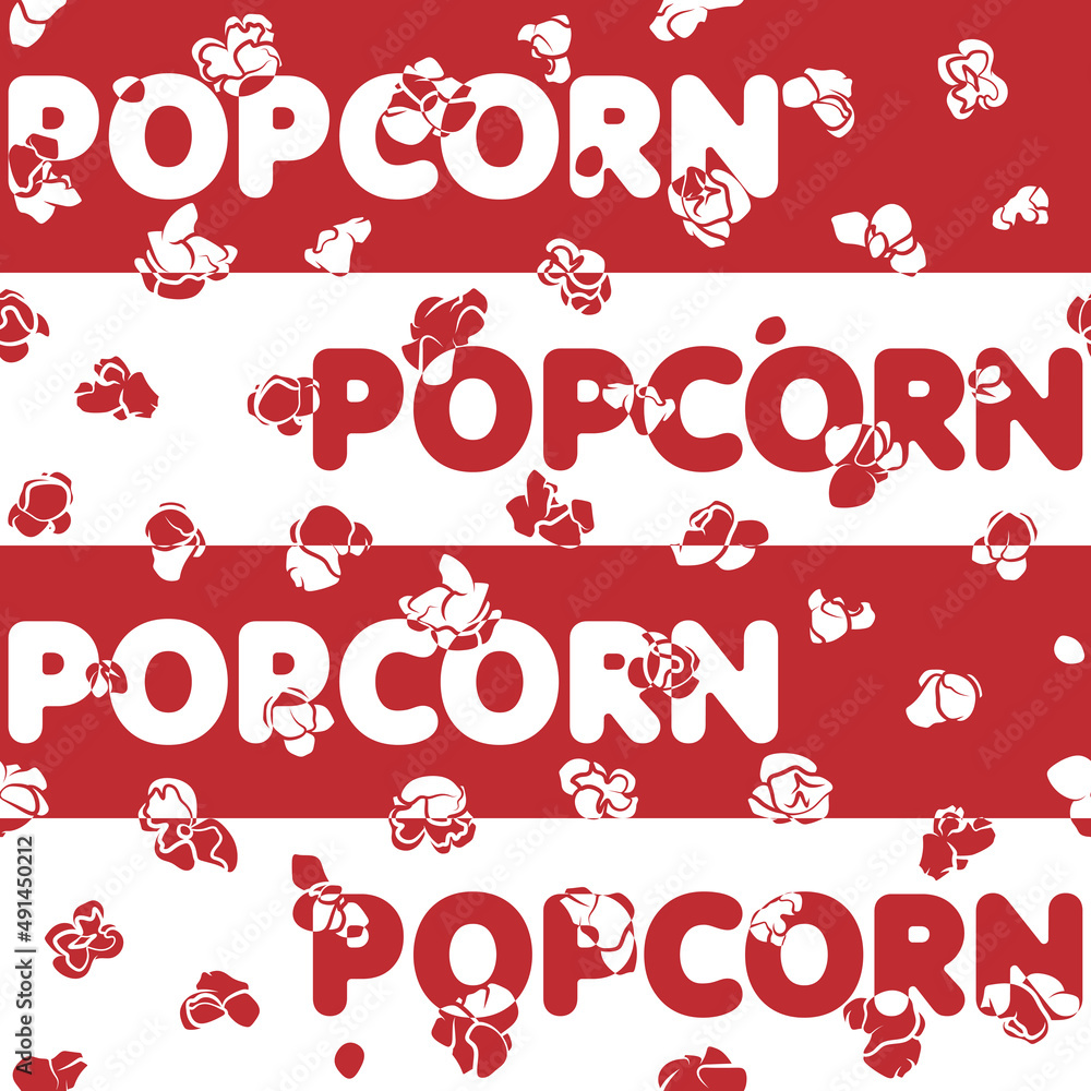 Poster Seamless pattern with popcorn. Vector background.
