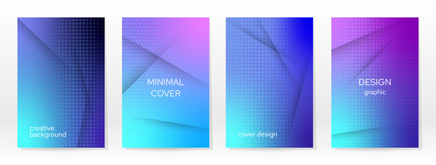Fototapeta premium Minimal Poster. Pastel Soft. Blue Gradient Set.
