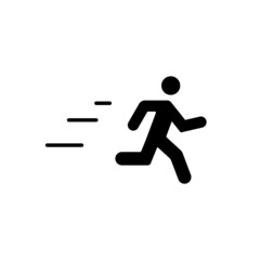 Running man solid black line icon. Exit symbol. Movement, sport concept. Trendy flat symbol, sign isolated on white used for: illustration, logo, app, design, web, dev, ui, ux, gui. Vector EPS 10