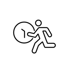 Running man black outline icon. Performance symbol. Movement, success, business concept. Trendy flat sign isolated on white for: illustration, logo, app, design, web, dev, ui, ux, gui. Vector EPS 10