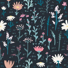 Floral seamless pattern with abstract flowers
