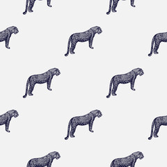 Leopard seamless pattern. Vintage wildlife animals background. © Purple_Lamp