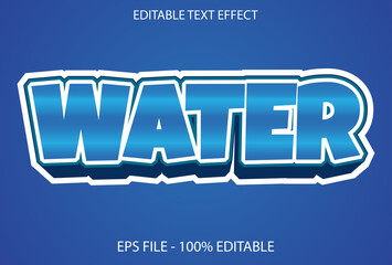 water text effect with 3d style and editable blue color.