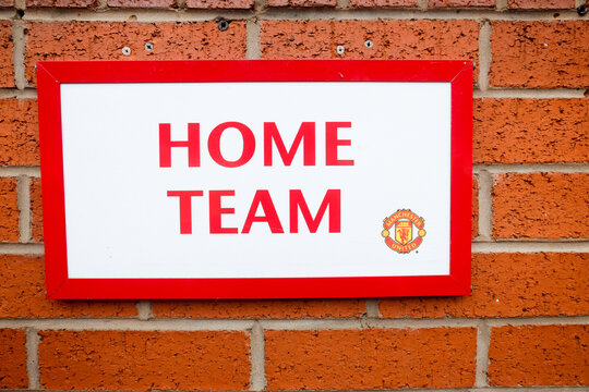 A picture of Manchester United home team signboard in Old Trafford during no match day. It is the biggest club in the world.
